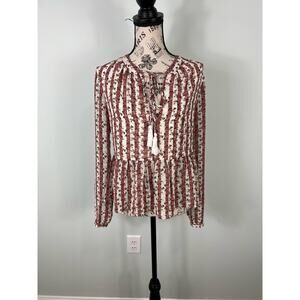 NWT Lost + Wonder Pink and white Striped Floral long sleeve Blouse